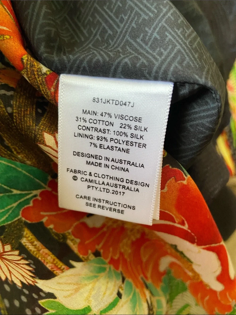 Camilla Navy blue Japanese Patterned Kimono Lined Jacket size S - Picture 16 of 17
